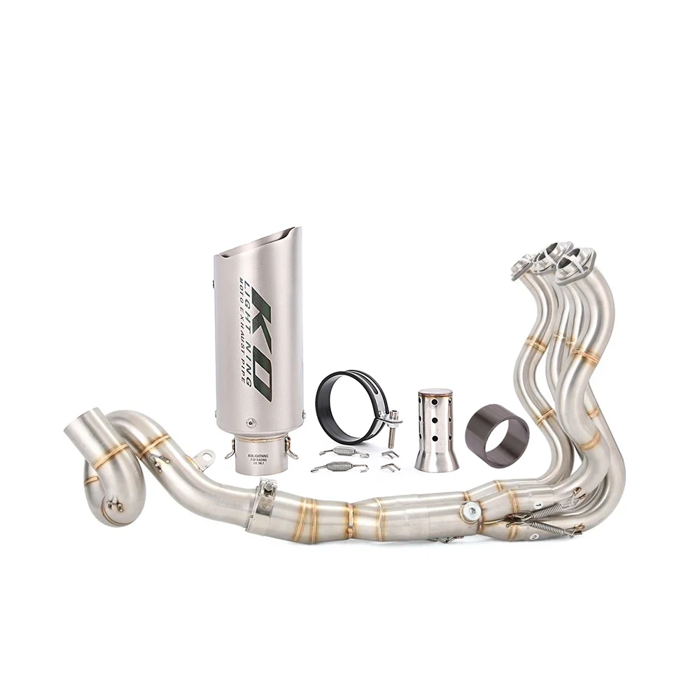 Header Pipe Motorcycle Full Exhaust System Stainless Steel Middle Link Pipe With DB Killer Slip On For Kawasaki ZX6R 2009-2023
