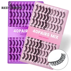 40Pairs Fake Eyelashes Wholesale Bulk Messy Fluffy Faux Mink Lashes Makeup Vendor D Curl Russian Strip Lashes