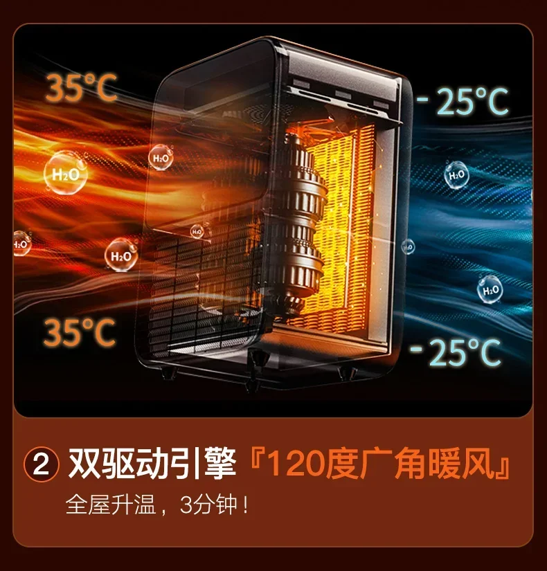 Calentador eléctrico para uso doméstico, área grande, calentamiento rápido, grafeno, dormitorio, baño, chimenea ultrasilencioso