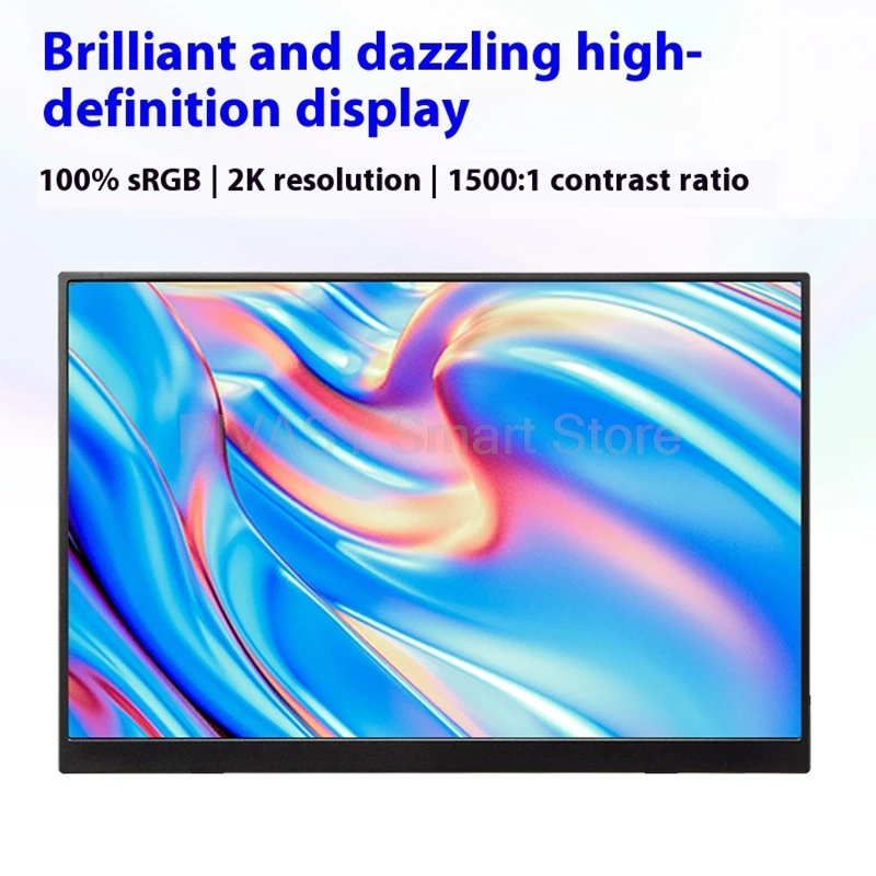 شاشة خارجية محمولة 14 بوصة 2K HD للتبديل الهاتف المحمول والكمبيوتر توسيع العرض الثانوي 100% sRGB لون Gamut 15:10