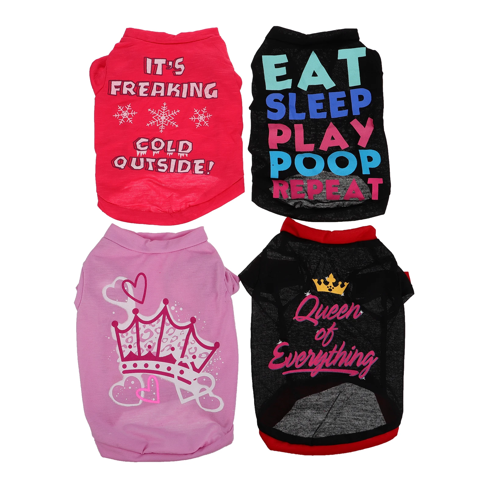 

4 Pcs Pet T shirt Vest Dog Pullover Sweatshirt Polyester Cotton Summer Apparel Puppy Shirts Lightweight Comfortable Spring