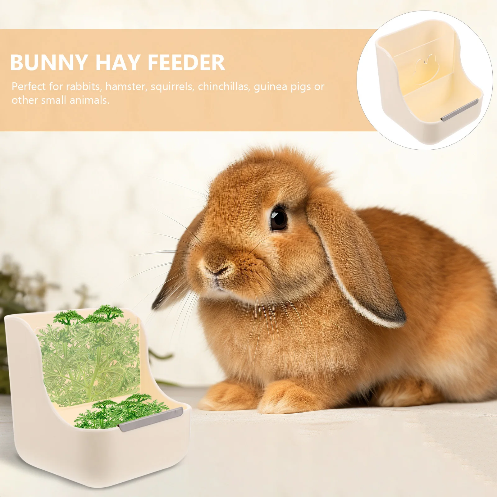 

2 in 1 Rabbit Food Bowl Feeder for Guinea Pig Hamster Chinchilla Bunny Dispenser Rack Pet Cage Accessory Storage Holder