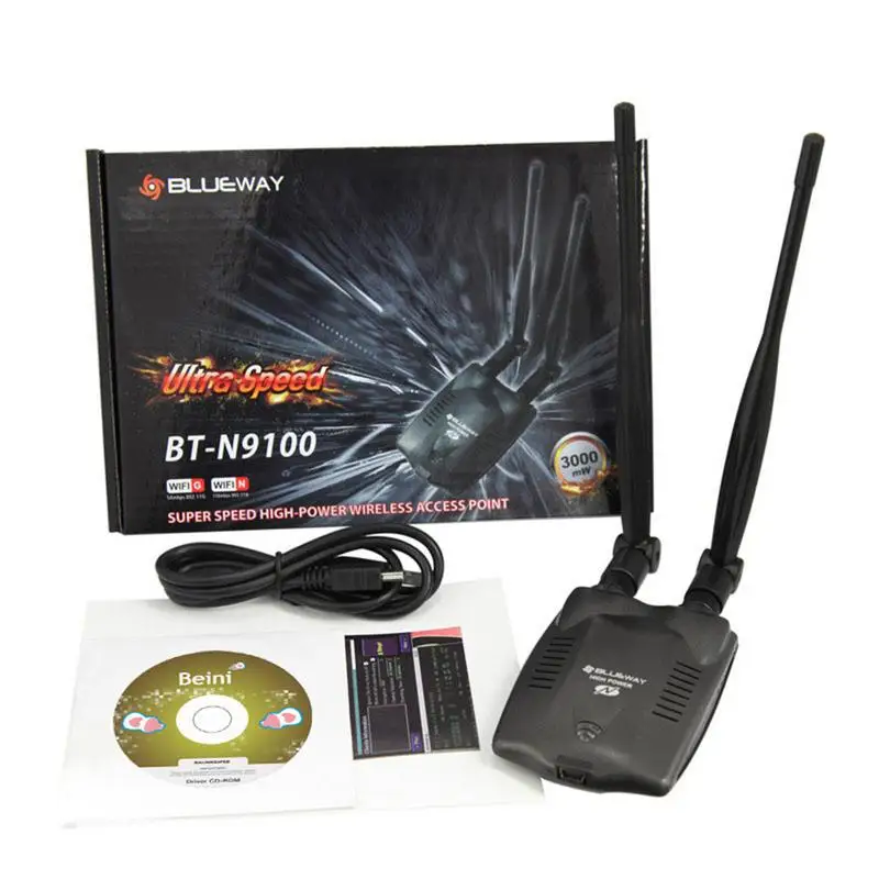 Wireless Beini Free Internet Long Range 3000mW Dual Wifi Antenna Blueway USB Wifi Adapter Deco-der Ralink 3070 BT-N9100