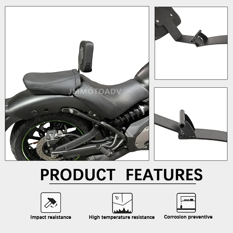 Motorcycle Backrest Rider Solo Seat Sissy Bar Driver Back Cushion Pad Fits For Kawasaki Vulcan S 650 EN650 VN650 S650 2015-2023