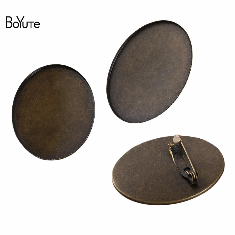 BoYuTe (10 Pieces/Lot) Oval 30*40MM Cabochon Base Blank Tray Settings Oval Antique Bronze Plated Vintage Brooch Blanks