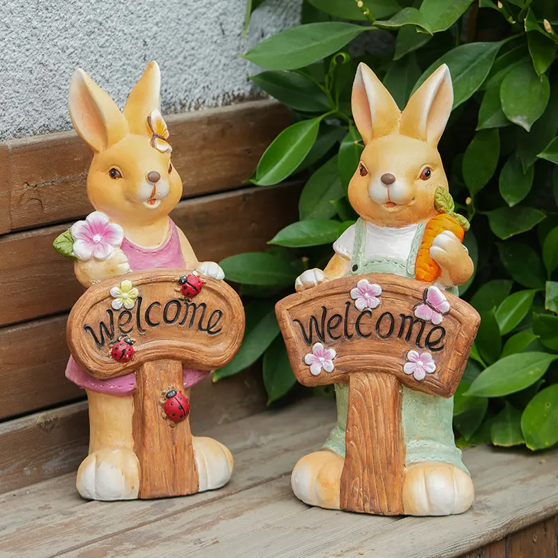 For Rabbit welcome card ornament balcony garden courtyard layout landscaping cute decoration