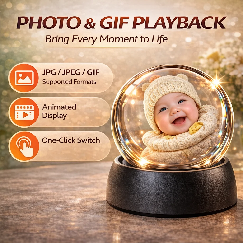 3D Video Ball Creative Electronic Display Ball Sharingan Animation Trendy Play Cool Technology Gift Desktop Ornaments