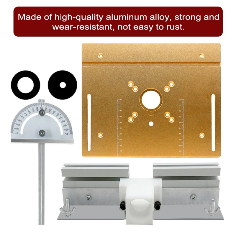 

4PCS Aluminum Alloy Router Table Insert Plate w/Flip Board for Wood Milling Trimming & Engraving - Woodworking Machinery Tool