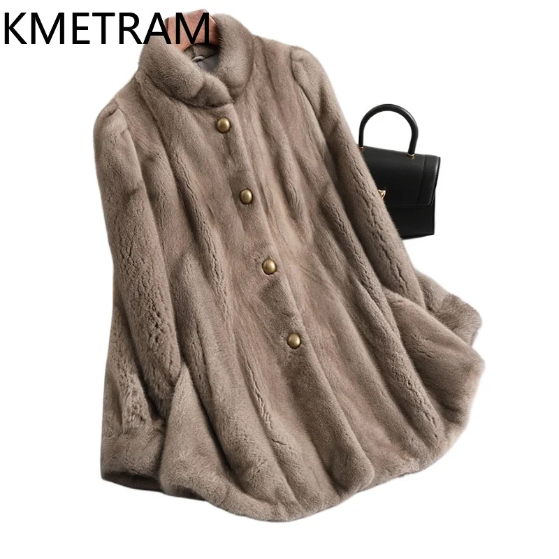 100 % ganze Nerz Pelz Jacke Frau Luxus Stehkragen Grau Echt Pelzmantel Winter Kleidung für Frauen Pelzigen Jacken 2025 Fourrure