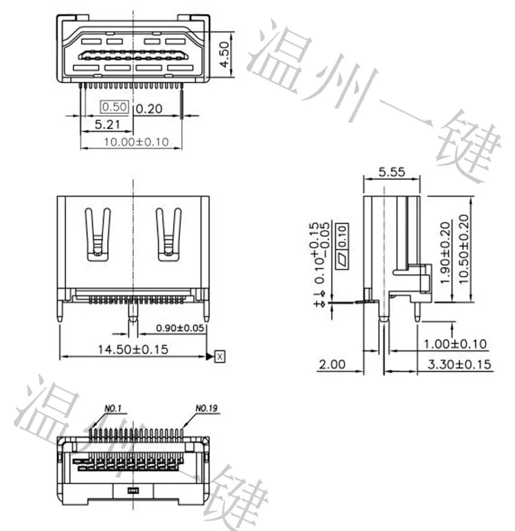 HDMI Type a Vertical 10.5 Interface Patch Socket HD Transmission Interface Connector HDMI USB