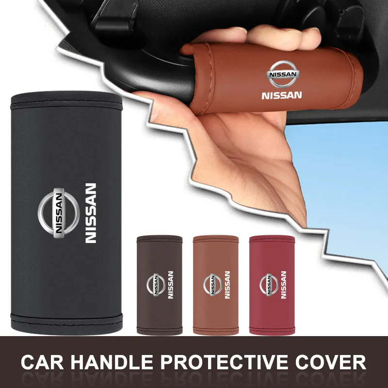

Leather Car Logo Armrest Cover Roof Handle Protective Covers for Nissan Nismo 370Z GTR Almera Tiida Juke Teana Qashqai 350Z