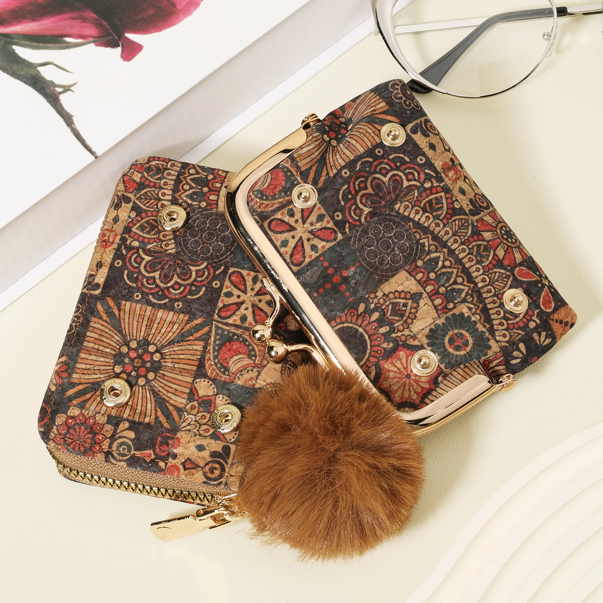 حامل بطاقات رفيع للغاية، يتميز بلمسة بوم بوم الأنيقة، ومحفظة بطاقات الائتمان النسائية، ومحفظة حامل بطاقات متعددة ذات سعة كبيرة، #4