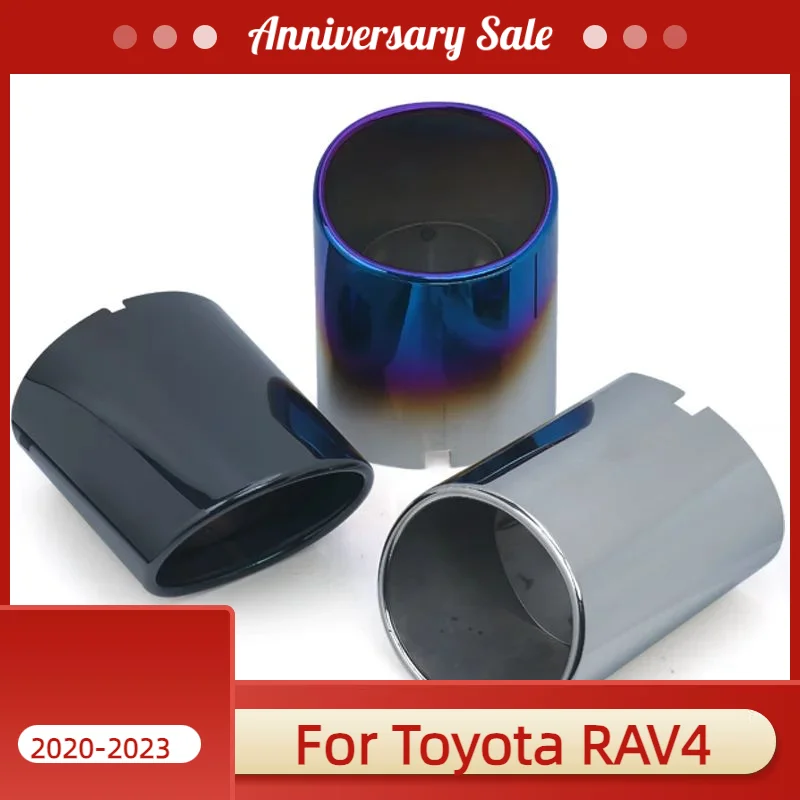 2PCS Car Styling 304 Stainless Steel Exhaust Muffler Tip Pipe Auto Accessories For Toyota RAV4 2019 2020 2021 2022 2023 2024