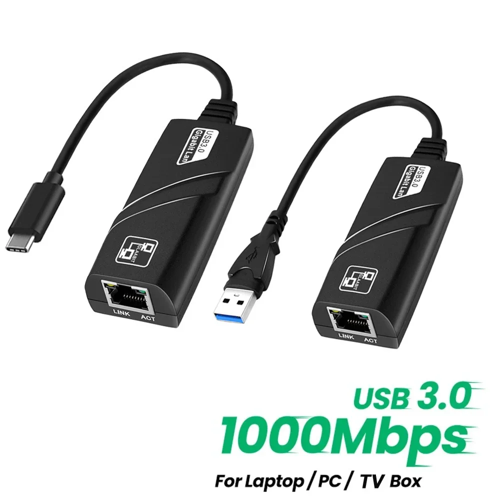 10/100/1000Mbps USB 3.0 بطاقة الشبكة السلكية USB إلى RJ45 نوع C إلى RJ45 LAN محول إيثرنت للكمبيوتر ماك بوك ويندوز المحمول