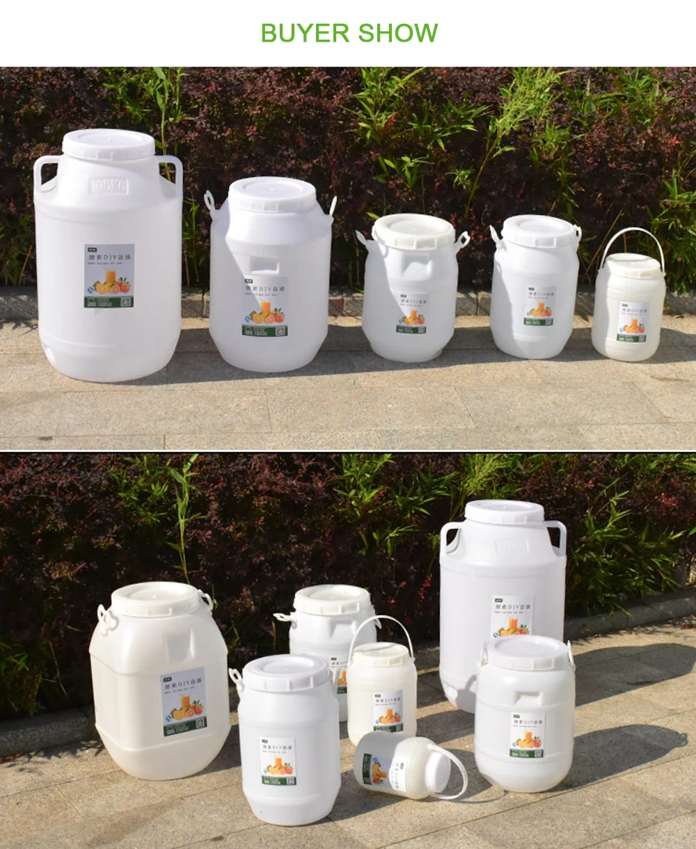 Enzyme Barrel Fermenter Plastic Bucket for Beer Wine Fermentation Brewing Food Grade  Container Sealed Barrel Water Storage Tank