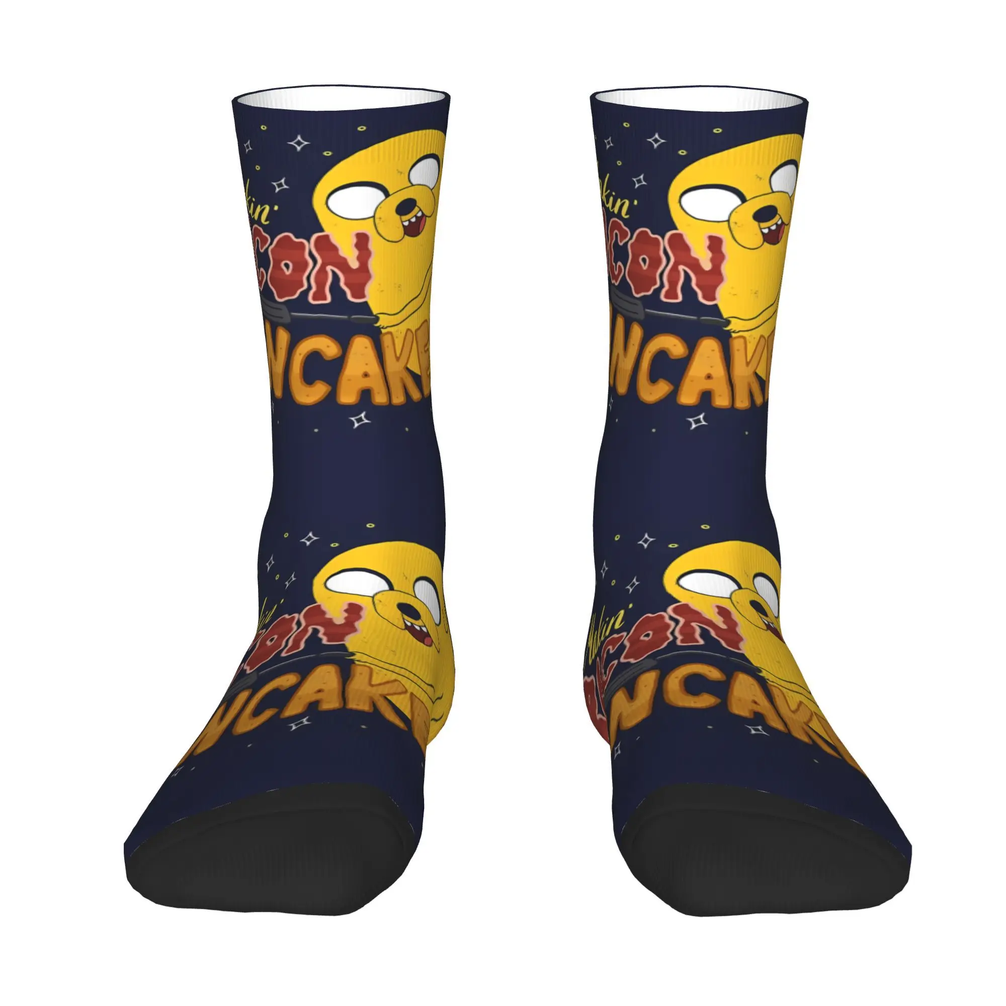 جوارب Happy Men's Makin' Bacon Pancakes Jake The Dog Retro Adventure Time Street Style جورب طاقم غير رسمي نمط هدية مطبوع