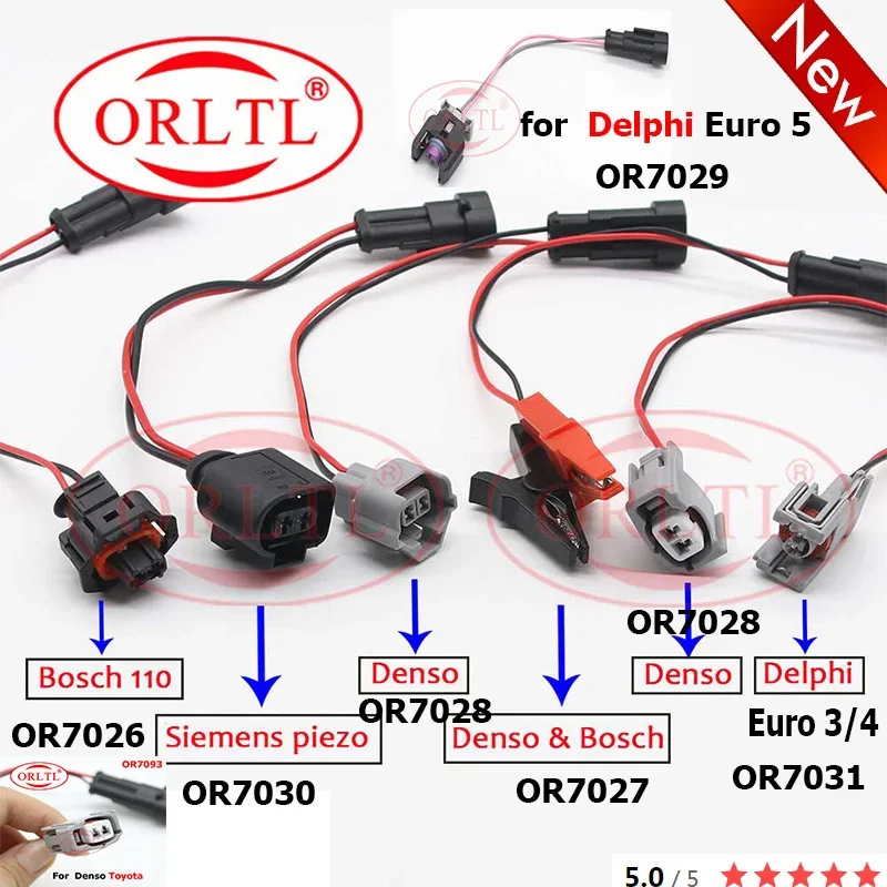 4 Stück für DELPHI Siemens Denso BOSCH Kabelbaum Common Rail Injektor Düse Tester Prüfstand Detektor Verbindungskabel