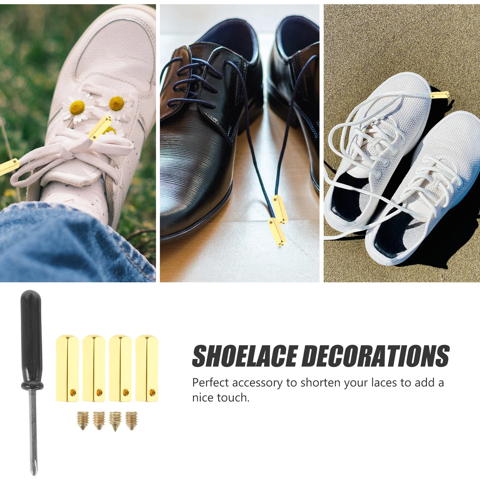 

1Set Shoelace Accessories Metal Shoelace Tips Golden Repair Frayed Shoelaces Smooth Ends DIY Aglet Tips Prevent Thread Loss