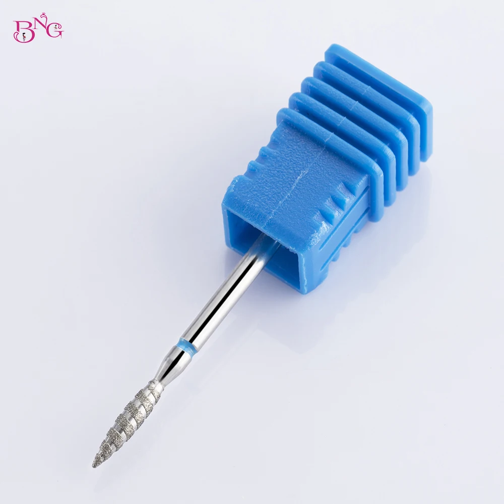 BNG Diamond Nail Bits Tornado Flame Cuticle Drill Bit 3/32" Manicure Cutter Rotary Burr Drill Accessories Spiral Nail Mills Tool