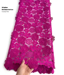 3D Floral Appliques Guipure Lace Heavy Embroidered Water Soluble Cord Fabric African Cupion Cloth Dubai Wedding Dress Forma Wear