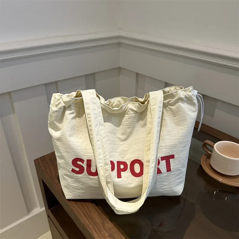 Alphabet canvas bag large capacity college student class bag