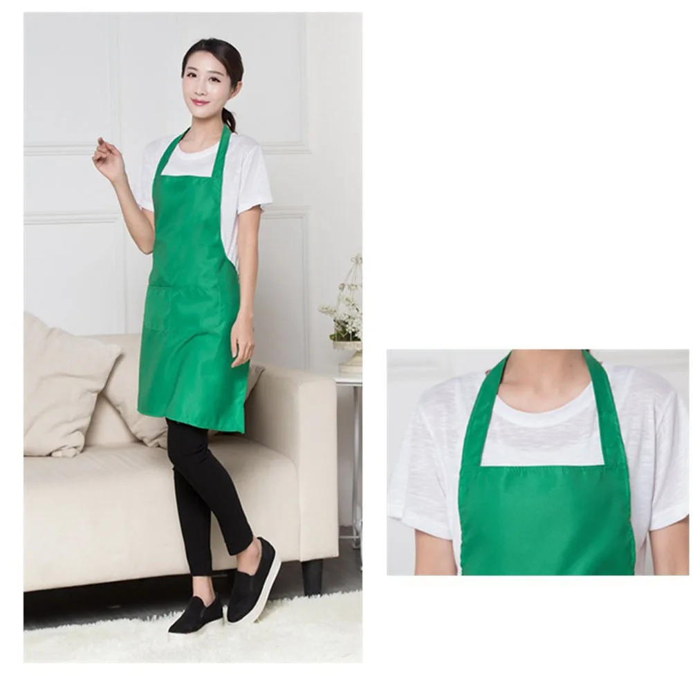 

Sleeveless Waterproof Kitchen Apron 60x70cm with Storage Pocket for Chef Home Use Green Bib Chef Apron Bib Aprons with Pockets