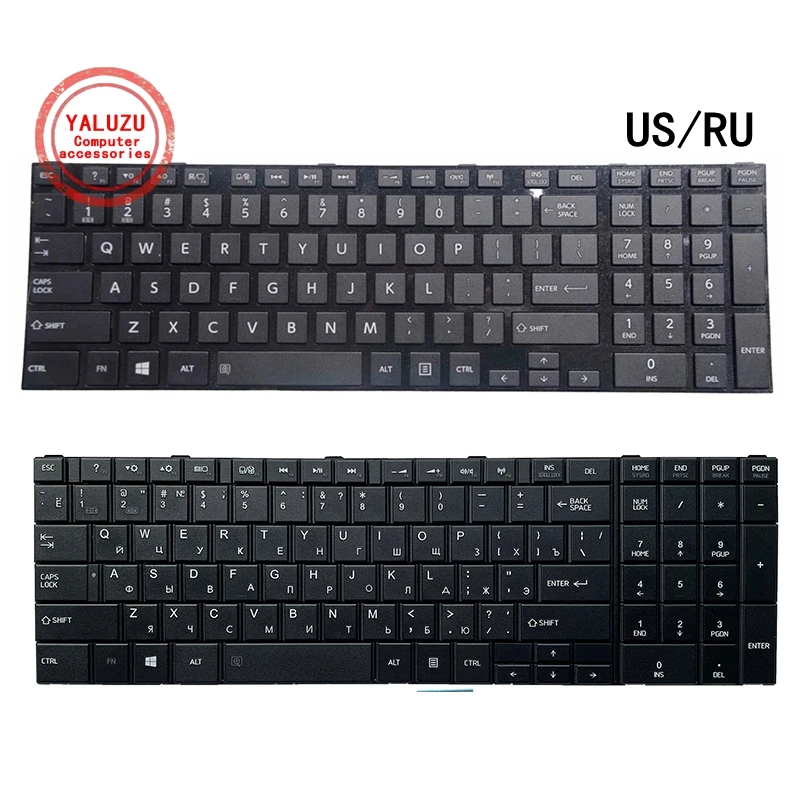 Nowa klawiatura do laptopa US/RU (angielska/rosyjska) do Toshiba Satellite C50 C50-A C50D C55D C70 C75 L70 L75 L50-A M50-A M50D-A