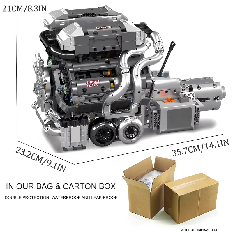 MOLD KING 10201-BUG de potencia de alta tecnología, supercoche W16, bloques de construcción de motor, transmisión de coche de carreras, juguete de ladrillo, regalo de Navidad para chico