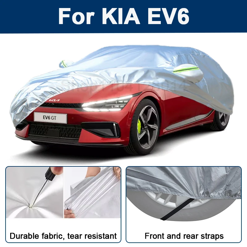 

Outdoor Full Car Cover For KIA EV6 with Reflective Strips Waterproof Snowproof Dustproof UV Protection Auto Accessories