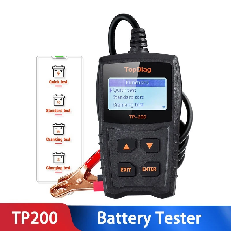 

Topdiag TP200 Car Battery Tester Alternator Test Diagnostic Cranking System 12V Battery Analyzer LCD Screen Diagnostic Tool