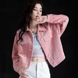 Spring Autumn Bomber Jacket Women Clothing Trends Corduroy Coat Long Sleeve Blouses Thin Coat Design Tops Korean Single-breasted