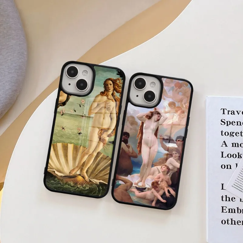 Art Painting The-Birth-Of-Venus Phone Case For Iphone 14ProMax 11 12 13 Pro Xs Max Mini Xr X 7 8 6 6s Plus PC+TPU Coque