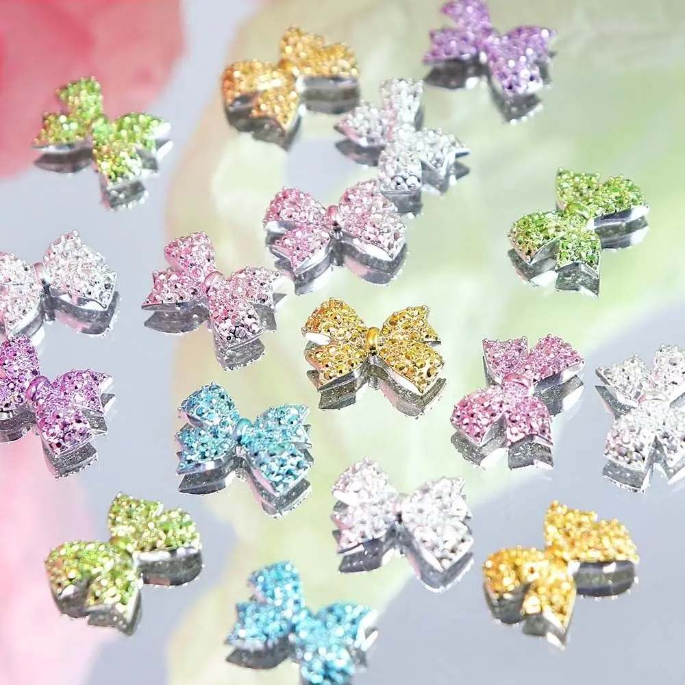 Metal Butterfly Butterfly Nail Decorations Resin Bow Tie Bowknot Nail Rhinestones Shiny 3D Nail Drills DIY Nail Charms