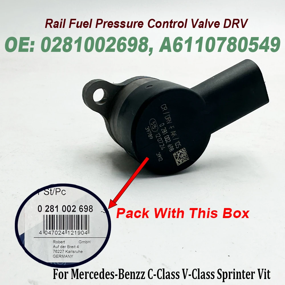 0281002698 Rail Fuel Pressure Control Valve DRV A6110780549 6110780549 for Mercedes-Benzz C-Class V-Class Sprinter Vit 281002698