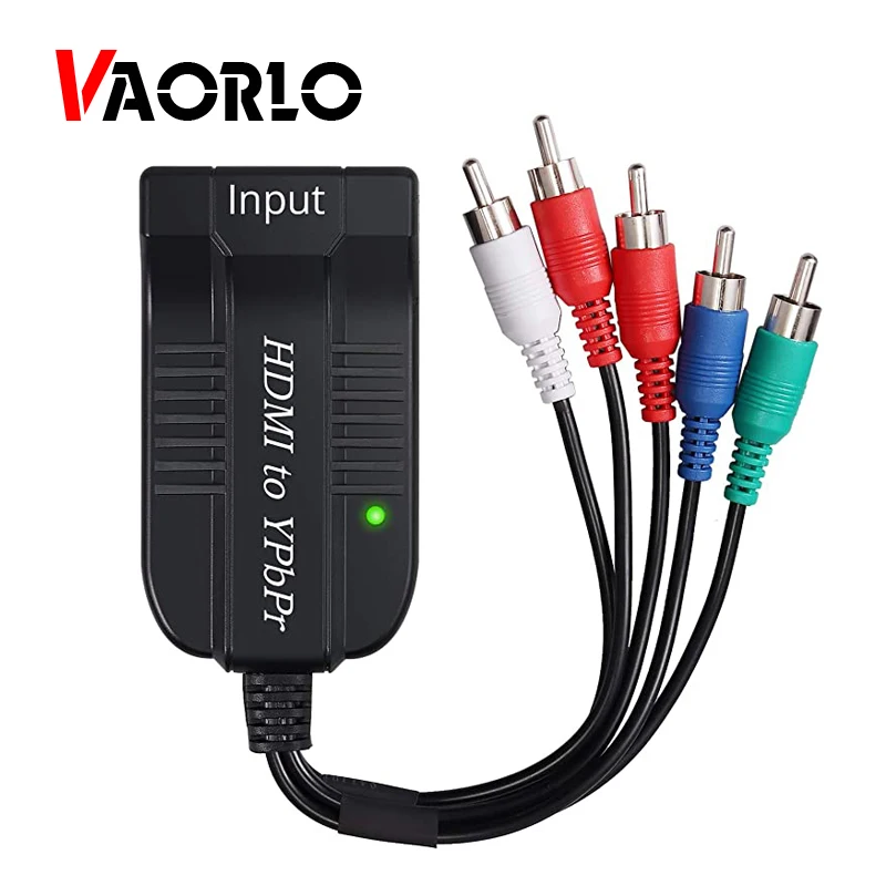 VAORLO 스케일러 HDMI 호환 RGB 컴포넌트 5 RCA YPbPr 비디오 및 R/L 1080P 오디오 컨버터 어댑터, TV PC