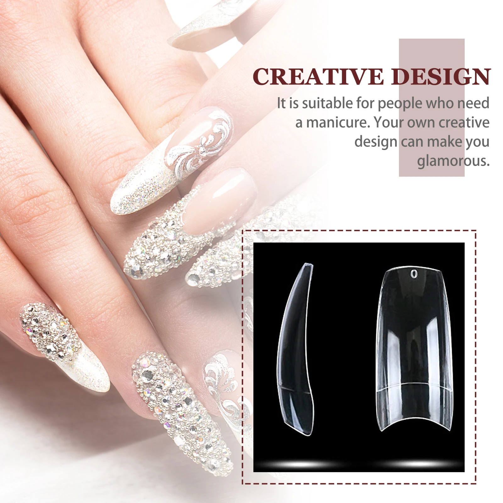 

1000pcs Fake Nails Covers Transparent Plastic DIY False Nail Tips Manicure Supplies Long Lasting Durable Stickers For Beginners