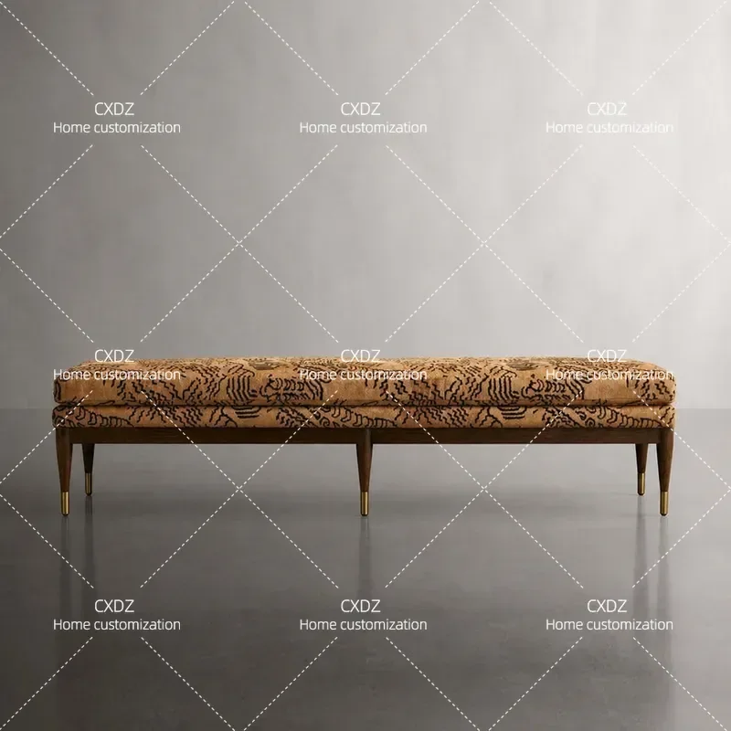 French Retro Hushan Pattern Sofa Side Table Bedroom Bedside Stool Medieval Shoe Changing Bench Light Luxury Tea Stool