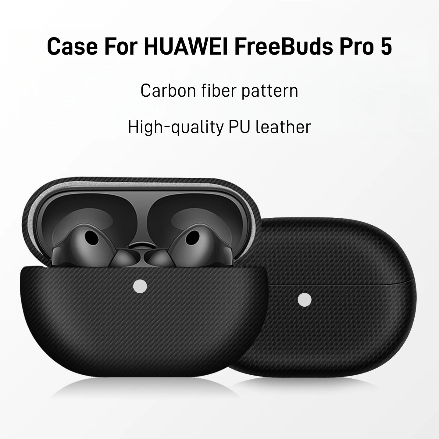 

Leather Case for HUAWEI FreeBuds Pro 5 Luxury Skin Protective HUAWEI FreeBuds Pro 5 Gen Cover Black Color Carbon fiber Pattern