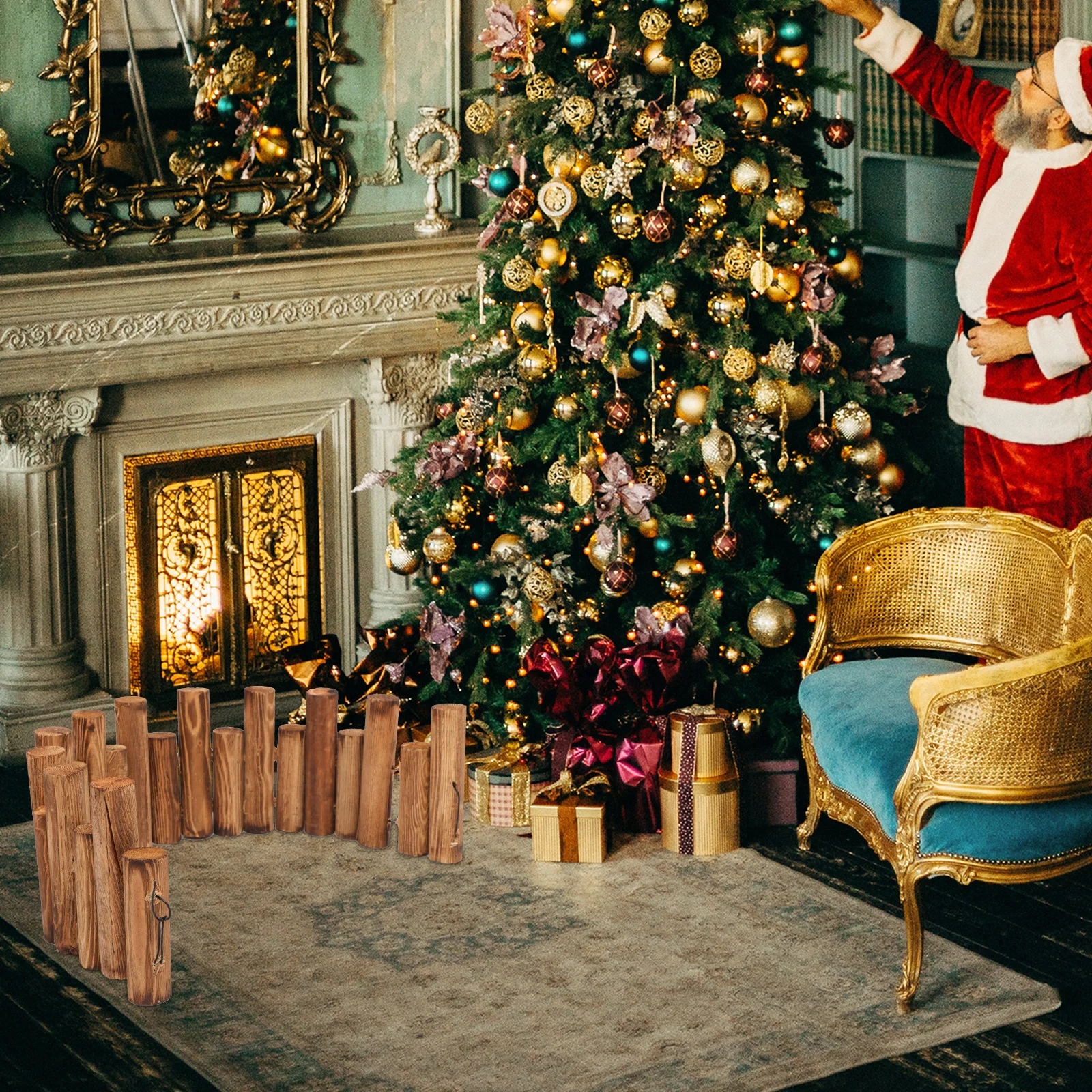 

1pc Wooden Fence Decor Pastoral Style Garden Grass Fence Outdoor Wood Fencing For Flower Beds Balconies Courtyard Partition