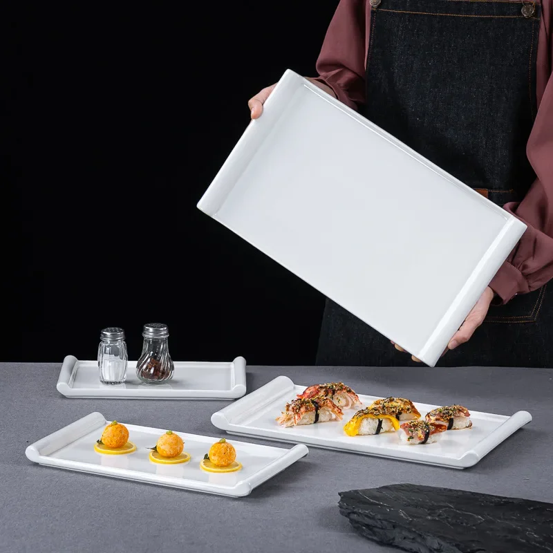 Hotel Sushi Flat Plate Features Chinese Ceramic Artistic Conception Cold Dish Tableware Creative Cake Dim Sum Tray Plates G
