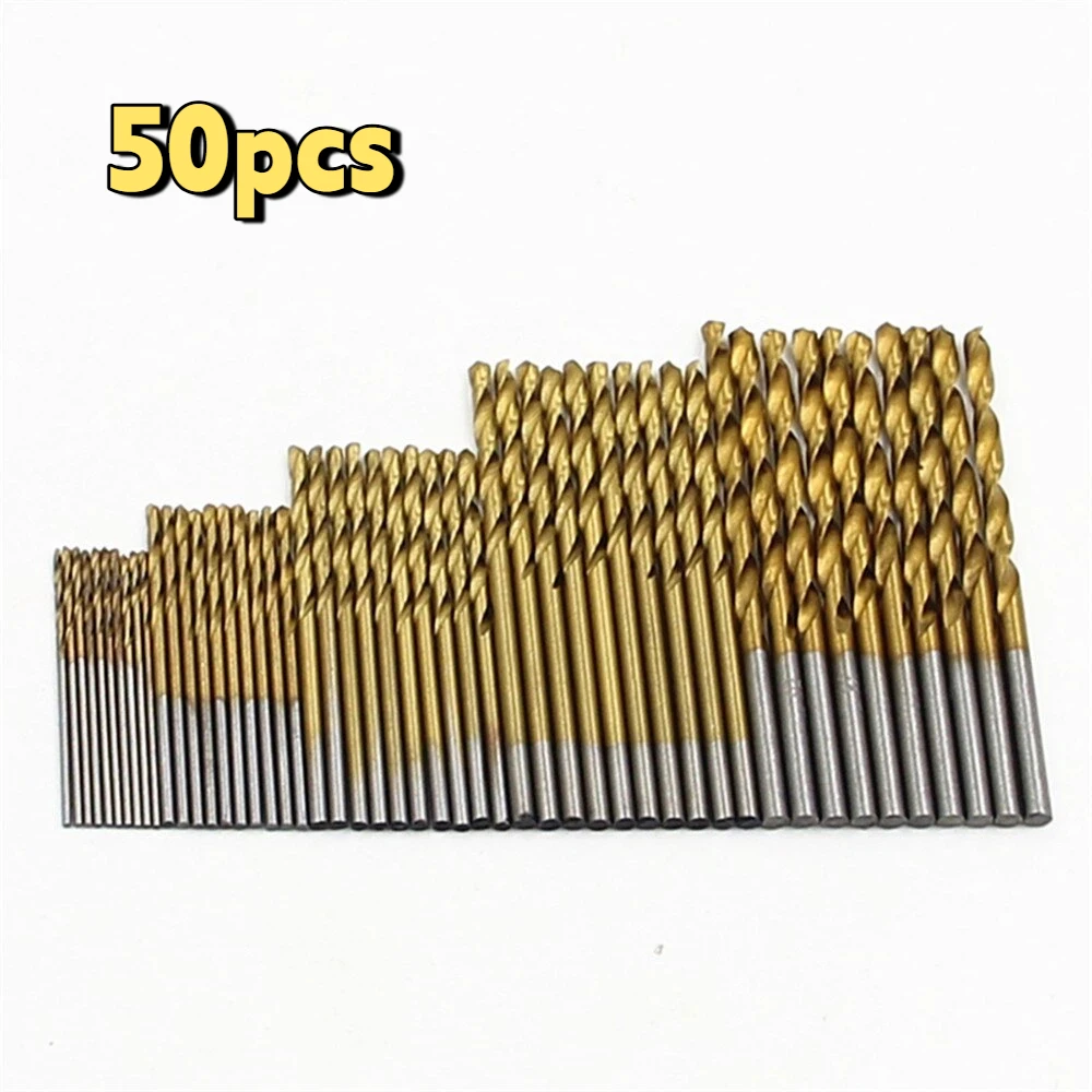 50pc Titanium Plated Twist Drill Set 1-3mm Small Drill Bit Electric Drill Drill Tool DIY Woodwork Drill and Open Drill Bit