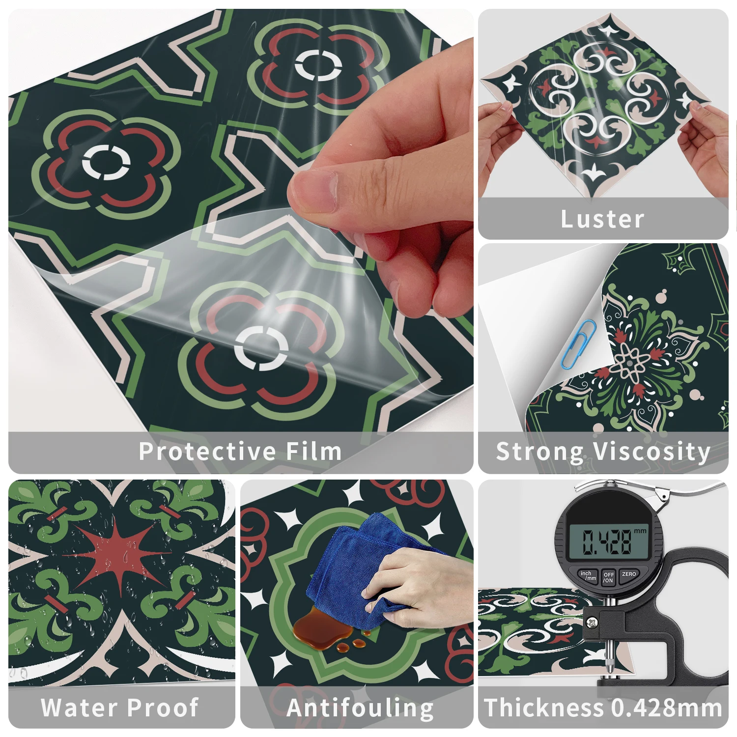 24 Stück europäische Mandala wasserdichte selbst klebende Wanda uf kleber Fliesen aufkleber PVC Küche Schlafzimmer Wohnkultur Tapete – Detail 12