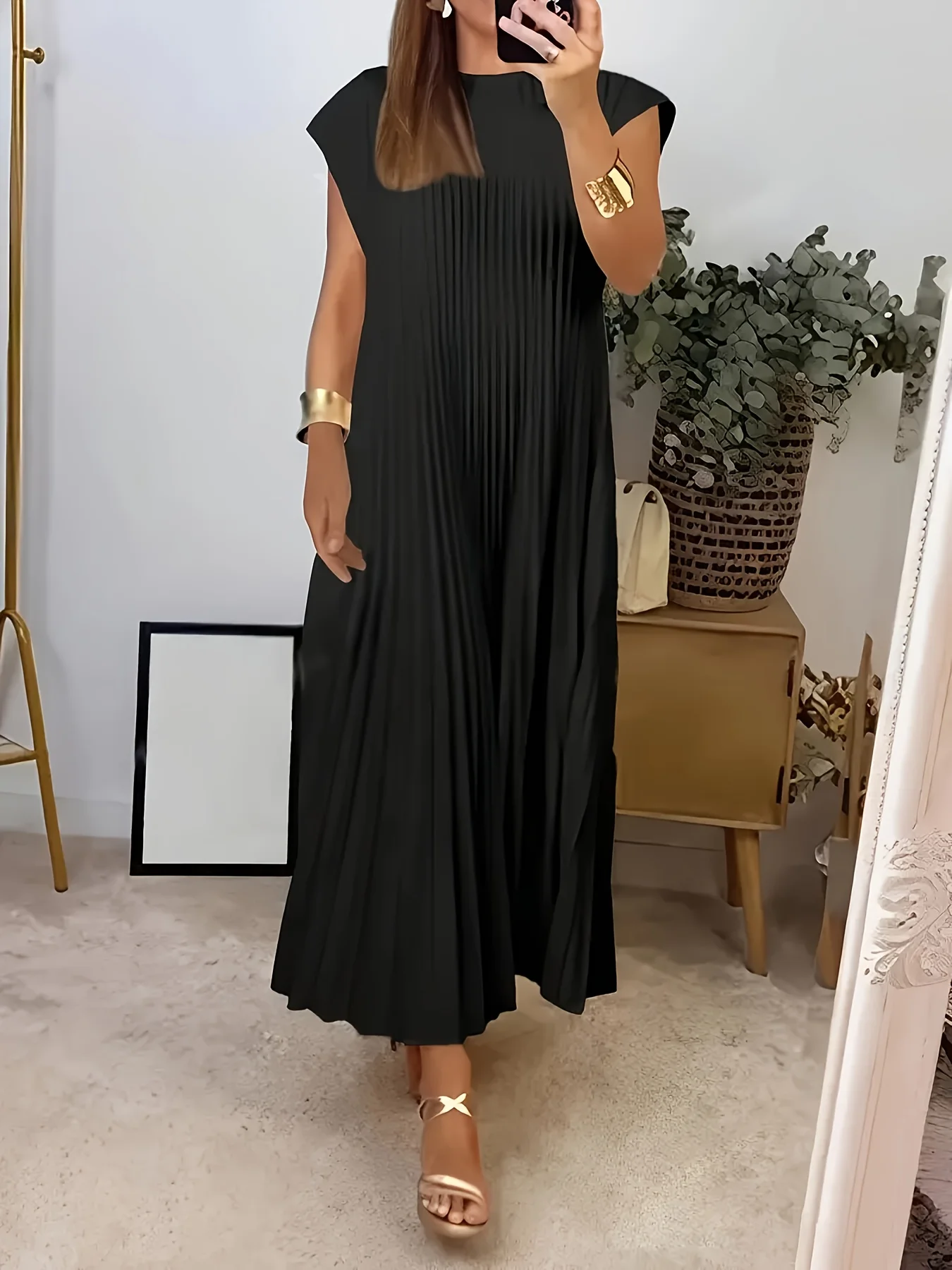 حجم كبير 1XL-5XL المرأة المألوف بلون فستان أنيق المرأة فستان كاجوال جولة الرقبة #1