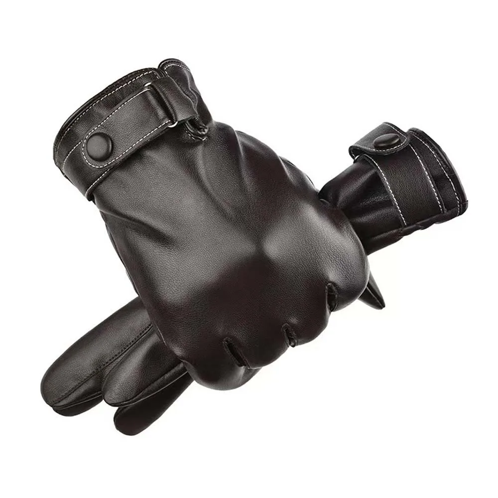 1 par macio plutônio anti-frio luvas à prova dwaterproof água tela de toque preto engrossado luvas cor sólida ajustável à prova de vento luvas inverno