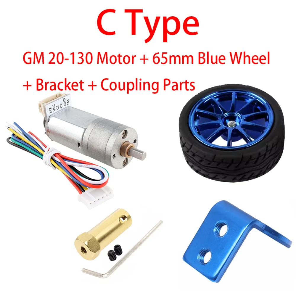 GM20 130 Gear Motor Encoder DC 3V 6V 12V Hall  Encoder Forward Backward Reversible Two Phase All Metal Gear Reduction Motor