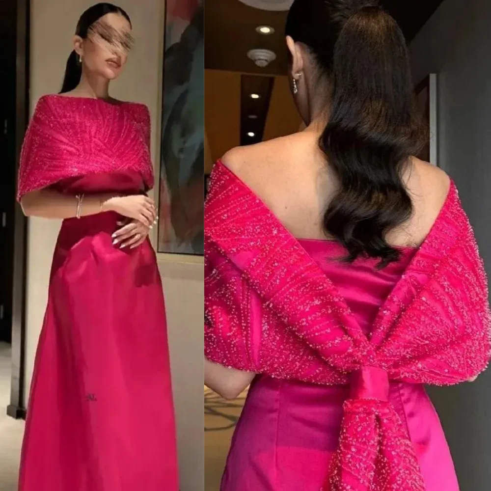 Customized Exquisite Off-the-shoulder Sheath Evening Dresses Stole ertically open back Lace s Anke length Prom vestidos فساتين
