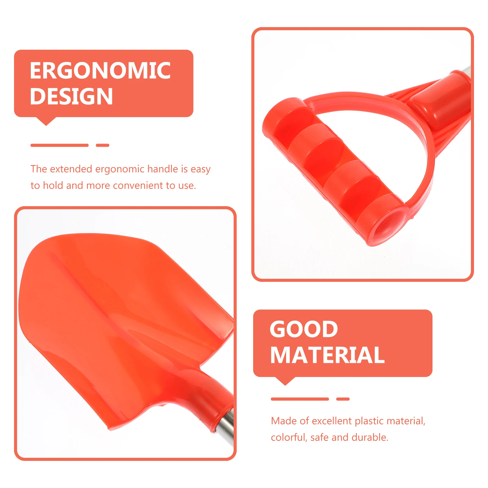 Pelle en plastique et acier inoxydable pour enfants, jouets de plage, Design créatif, outils d'excavation de sable d'été, légers et sûrs, cadeaux pour enfants, 4 pièces