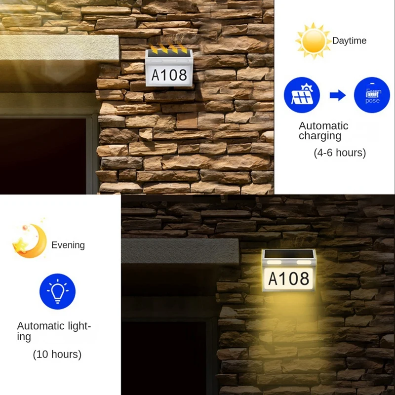 Solar House Number Light Outdoor With IP65 Waterproof Material With 3 Lighting Modes