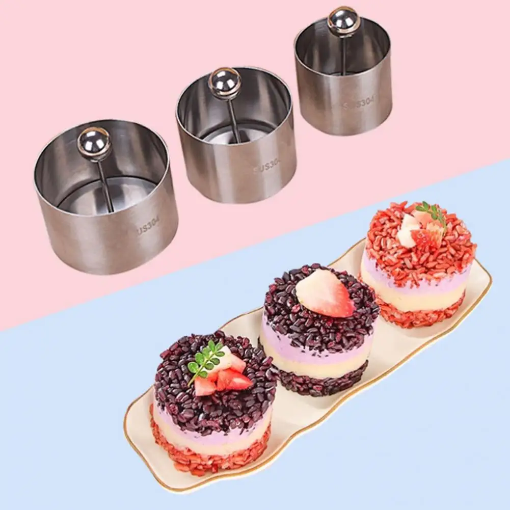 Dessert Rings Mold Cake Ring Mold Stainless Steel Seamless Round Mousse Cake Molds with Pushers And Lifters Kitchen Baking Tool