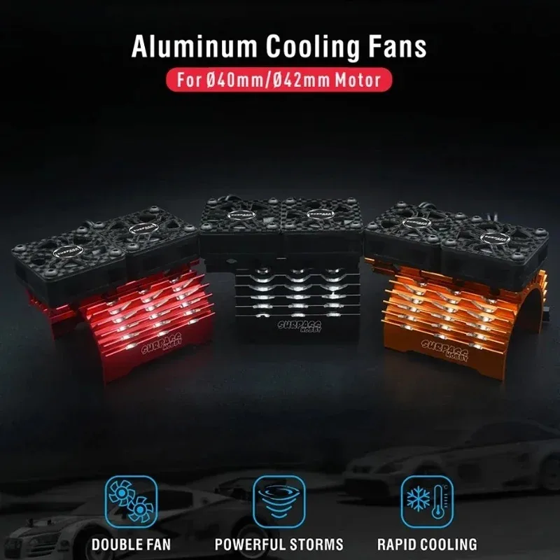 Surpass Hobby 40mm Metal Cooling Fan - Double Cool Heat Sink for 4068/4076/4274/4282 1/5 1/8 1/10 RC Car
